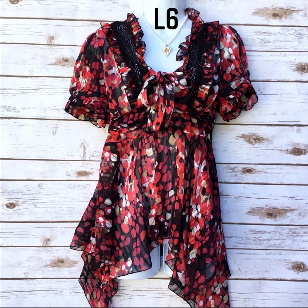 Romantic XOXO Lipstick Jungle
Handkerchief Blouse